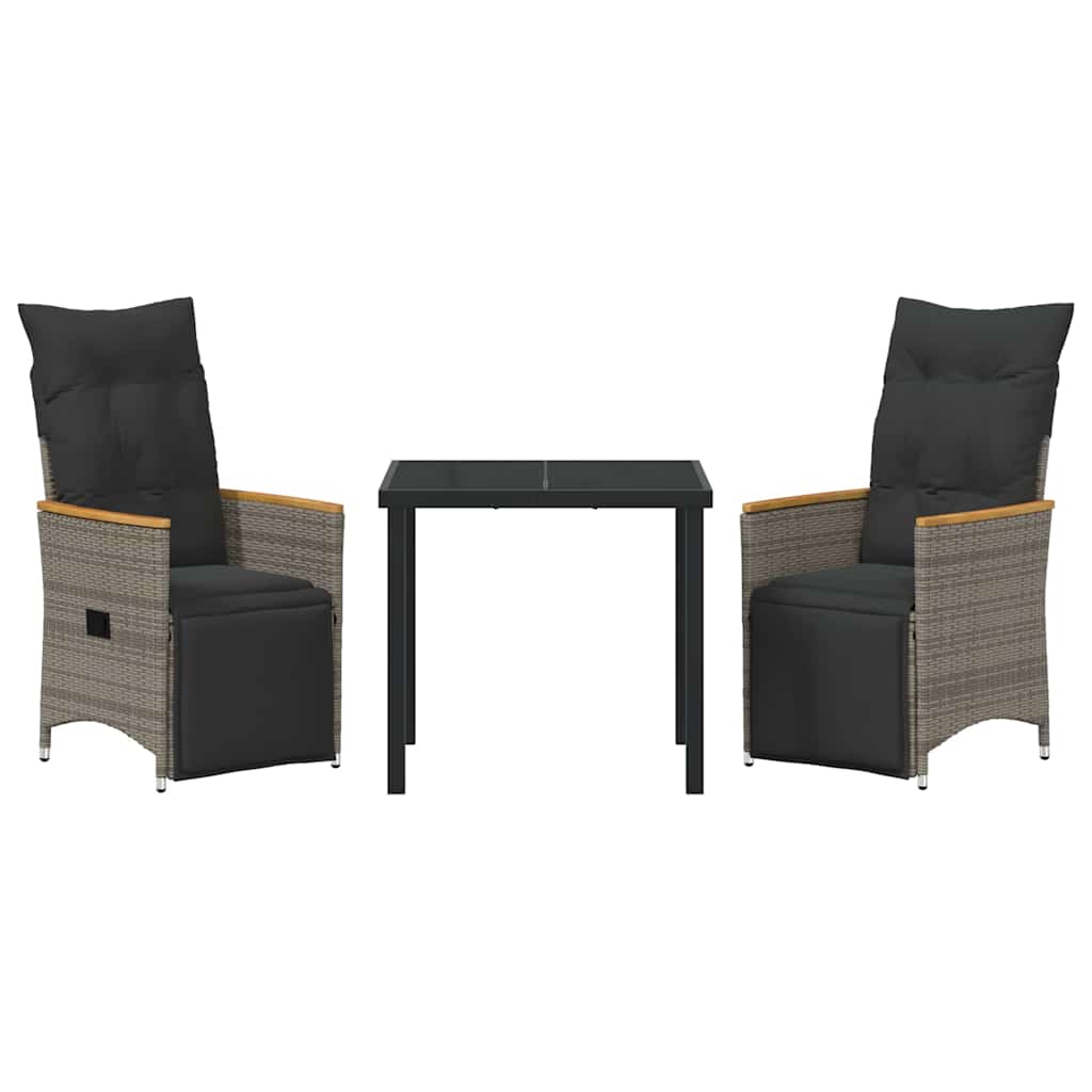 Garten Essgruppe mit Kissen 3 pcs Grau Poly-Rattan