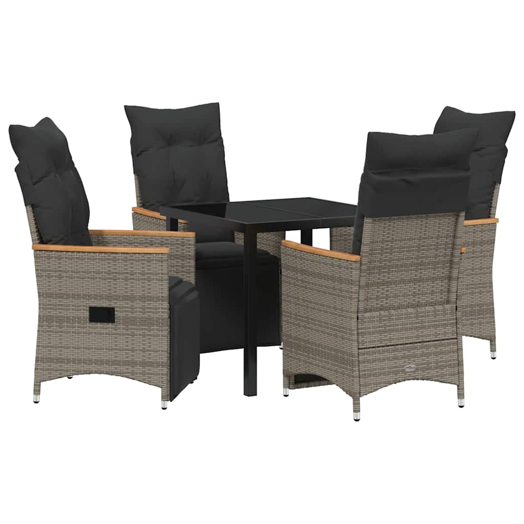 Garten Essgruppe mit Kissen 5 pcs Grau Poly-Rattan