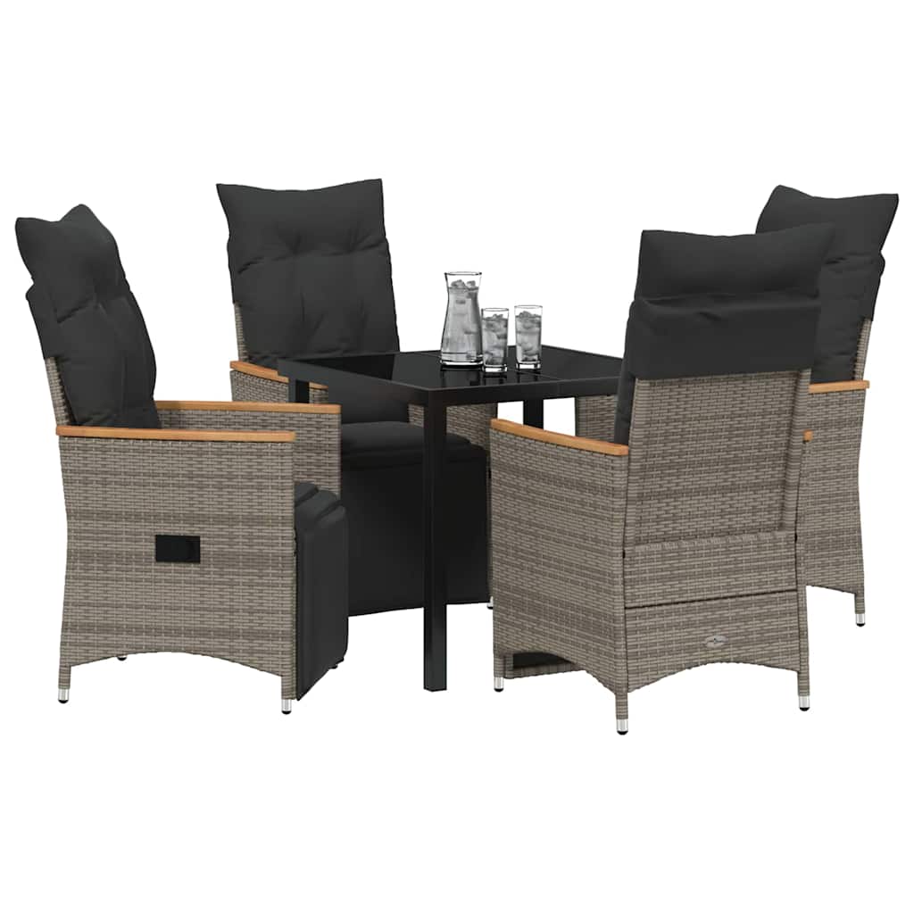 Garten Essgruppe mit Kissen 5 pcs Grau Poly-Rattan