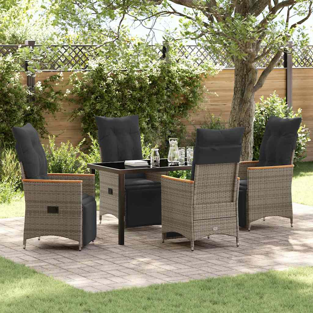 Garten Essgruppe mit Kissen 5 pcs Grau Poly-Rattan