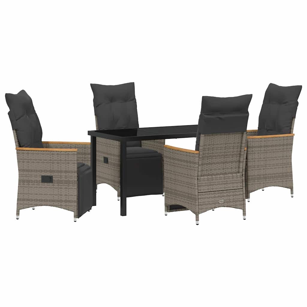 Garten Essgruppe mit Kissen 5 pcs Grau Poly-Rattan