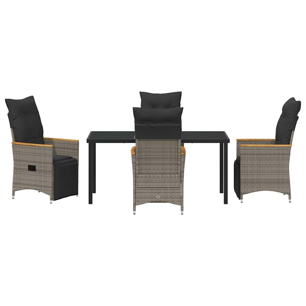 Garten Essgruppe mit Kissen 5 pcs Grau Poly-Rattan