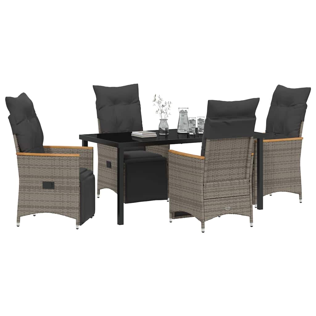 Garten Essgruppe mit Kissen 5 pcs Grau Poly-Rattan