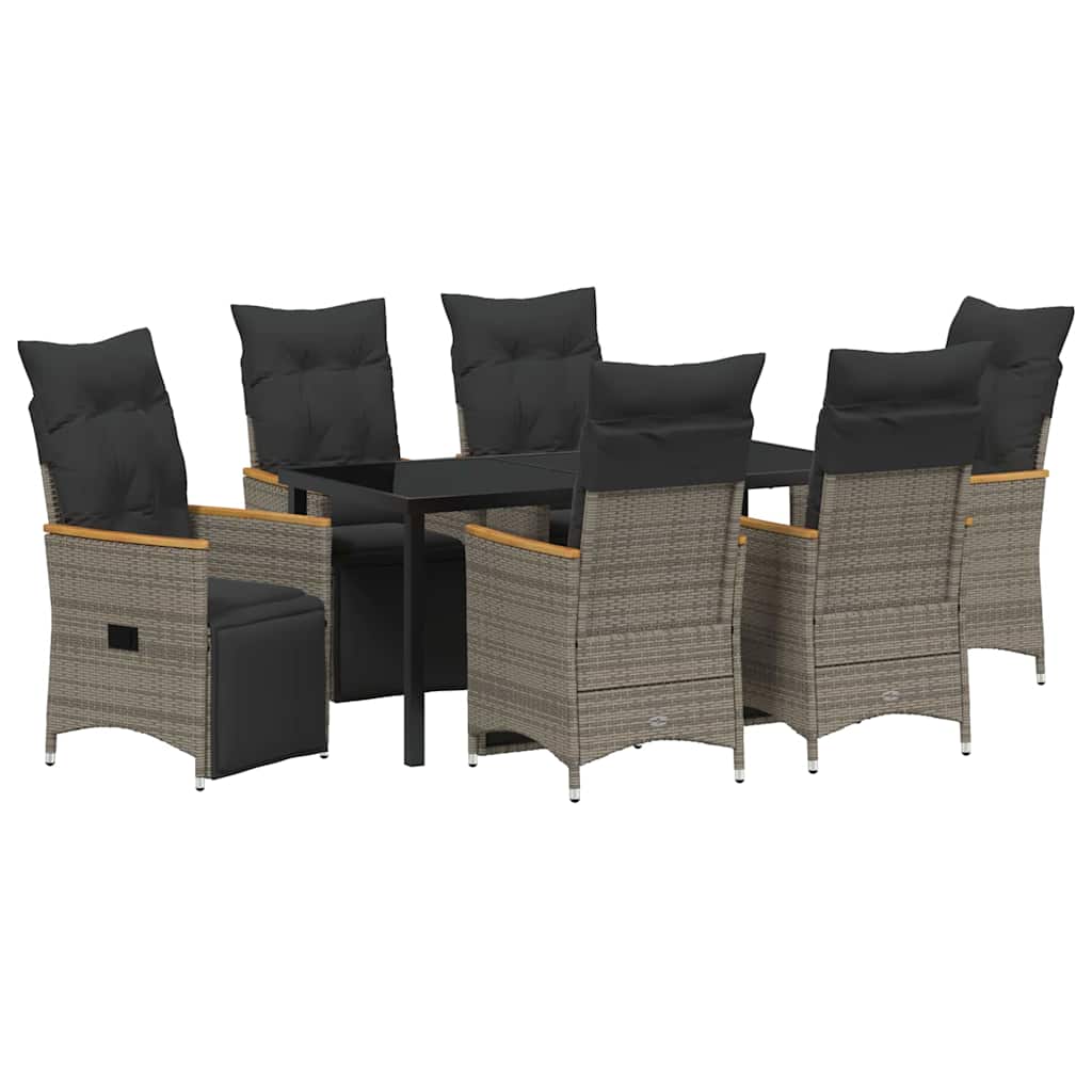 Garten Essgruppe mit Kissen 7 pcs Grau Poly-Rattan