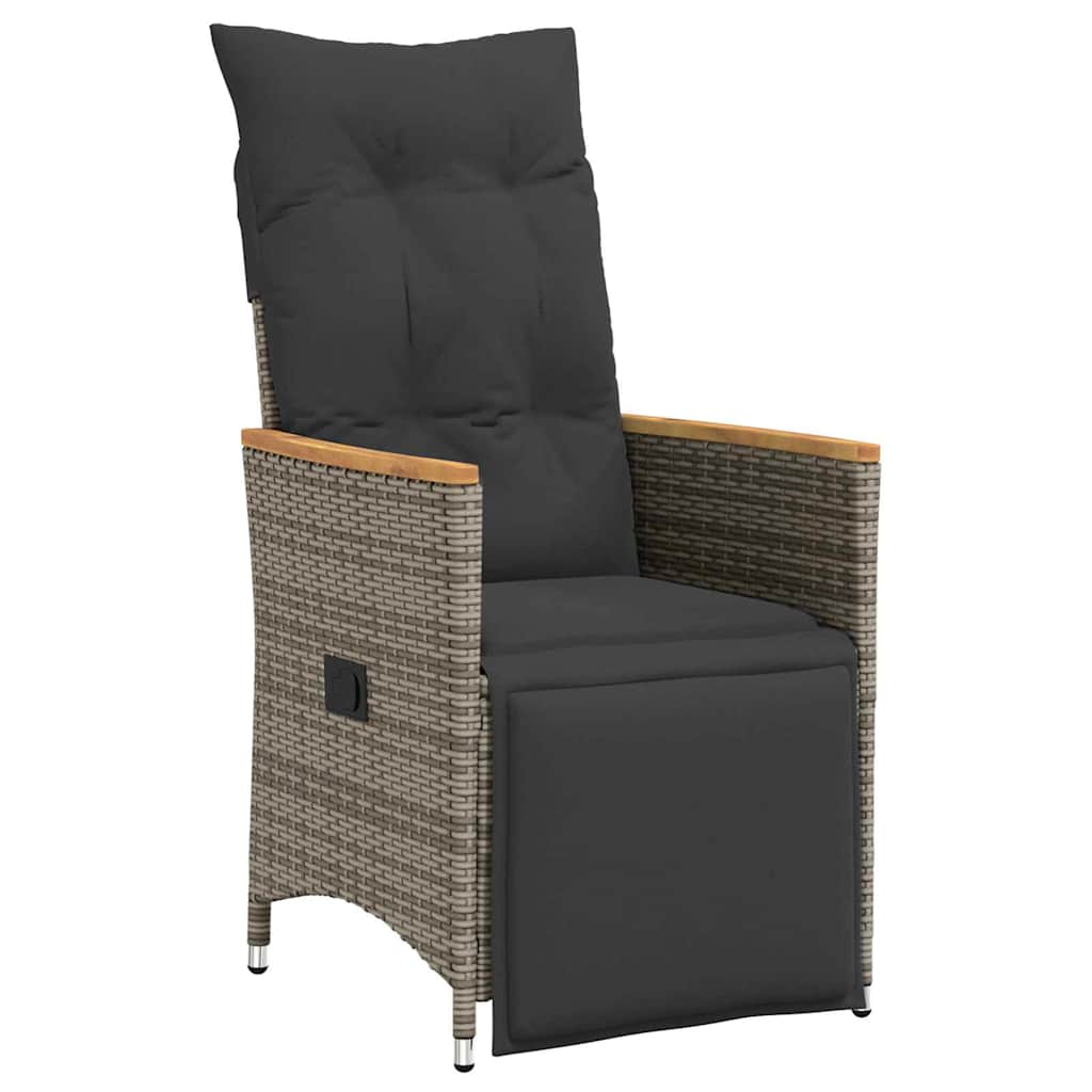 Garten Essgruppe mit Kissen 9 pcs Grau Poly-Rattan