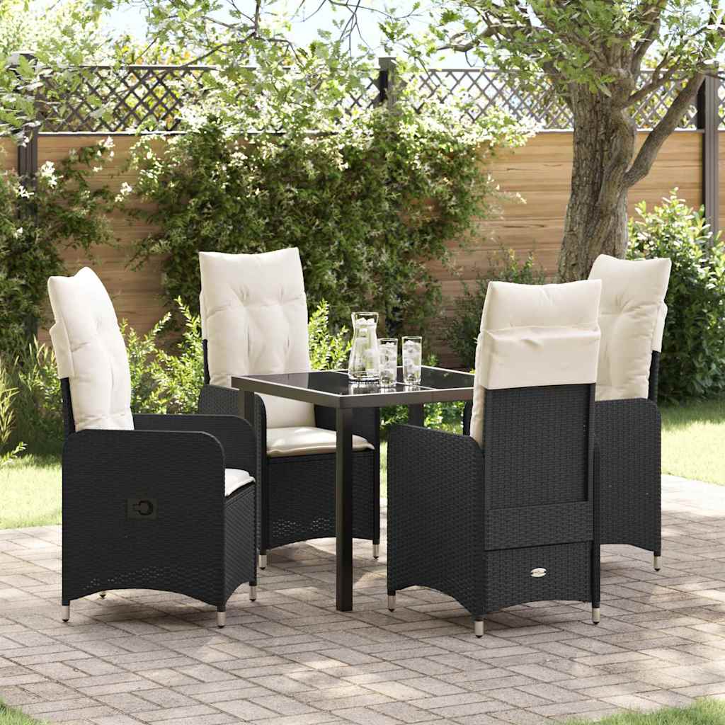 Garten Essgruppe 5 pcs Schwarz Poly-Rattan