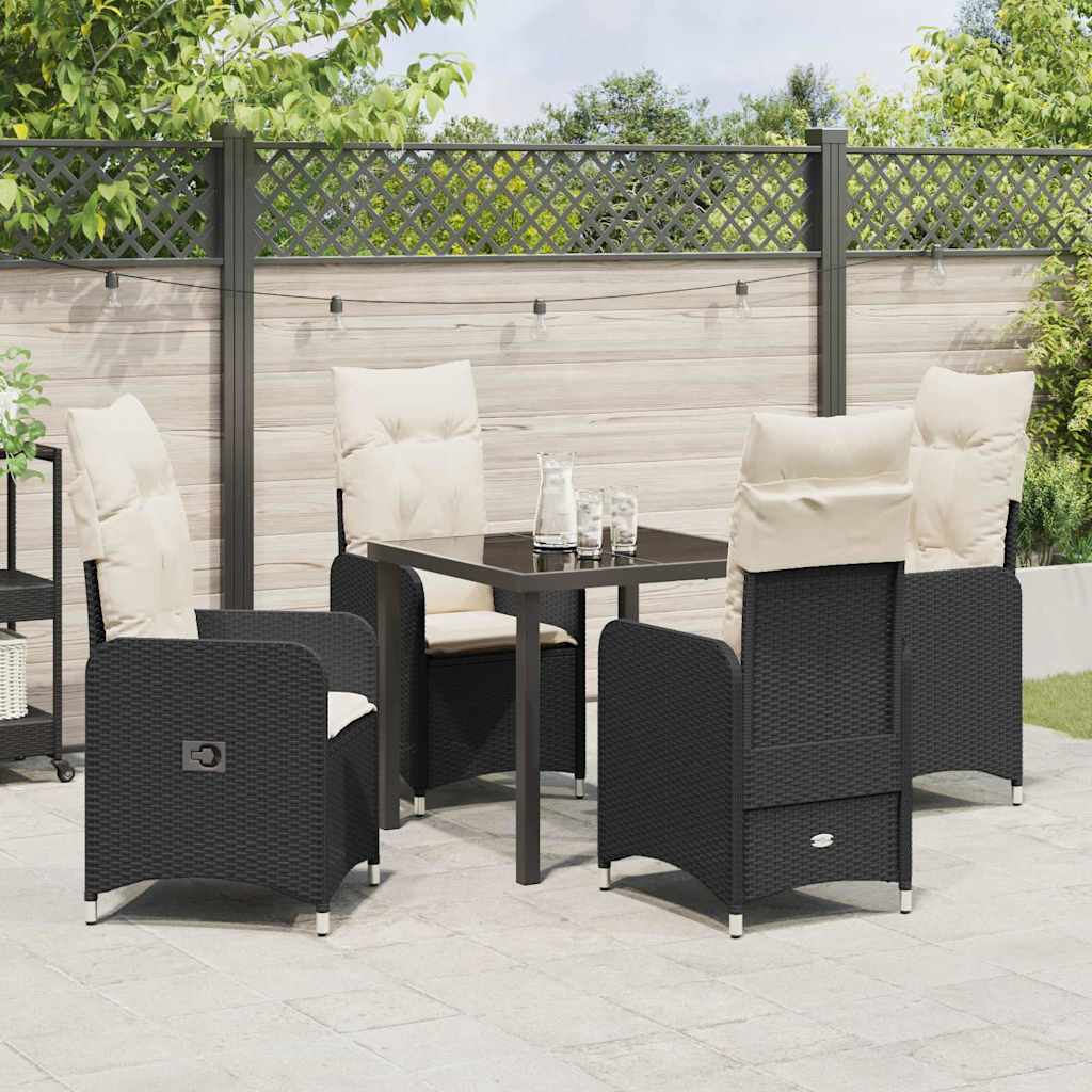 Garten Essgruppe 5 pcs Schwarz Poly-Rattan