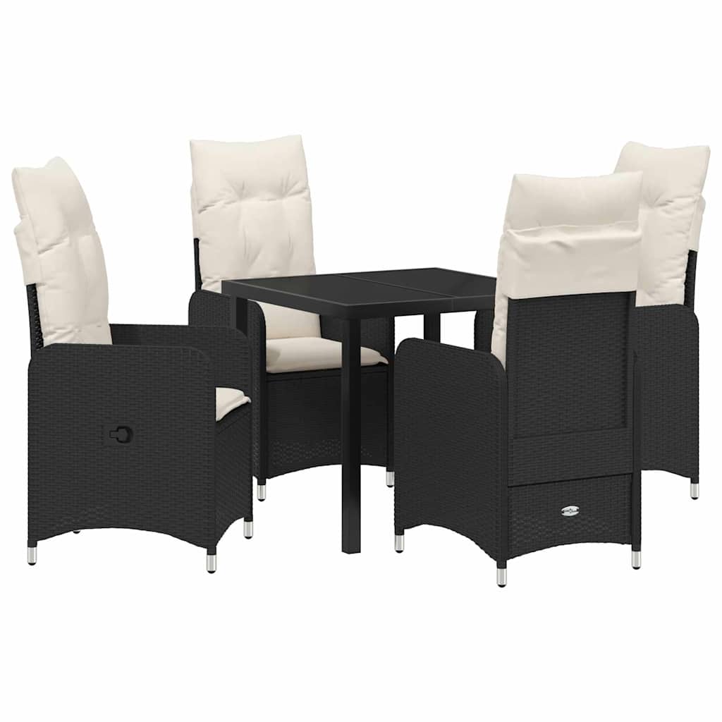 Garten Essgruppe 5 pcs Schwarz Poly-Rattan