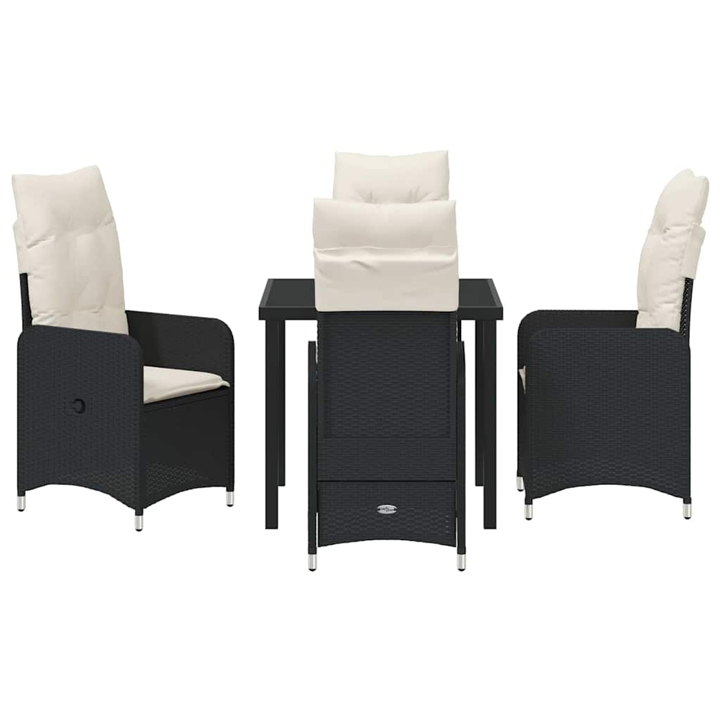 Garten Essgruppe 5 pcs Schwarz Poly-Rattan