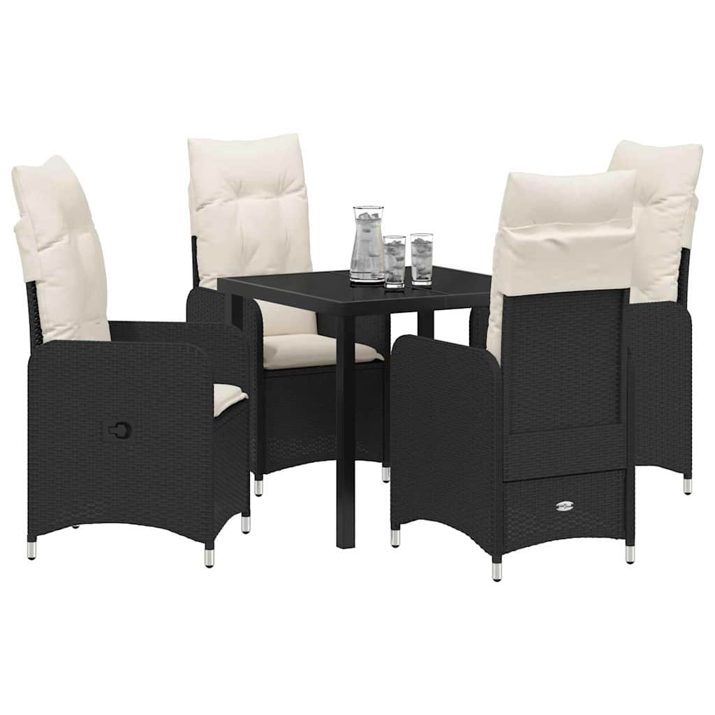 Garten Essgruppe 5 pcs Schwarz Poly-Rattan