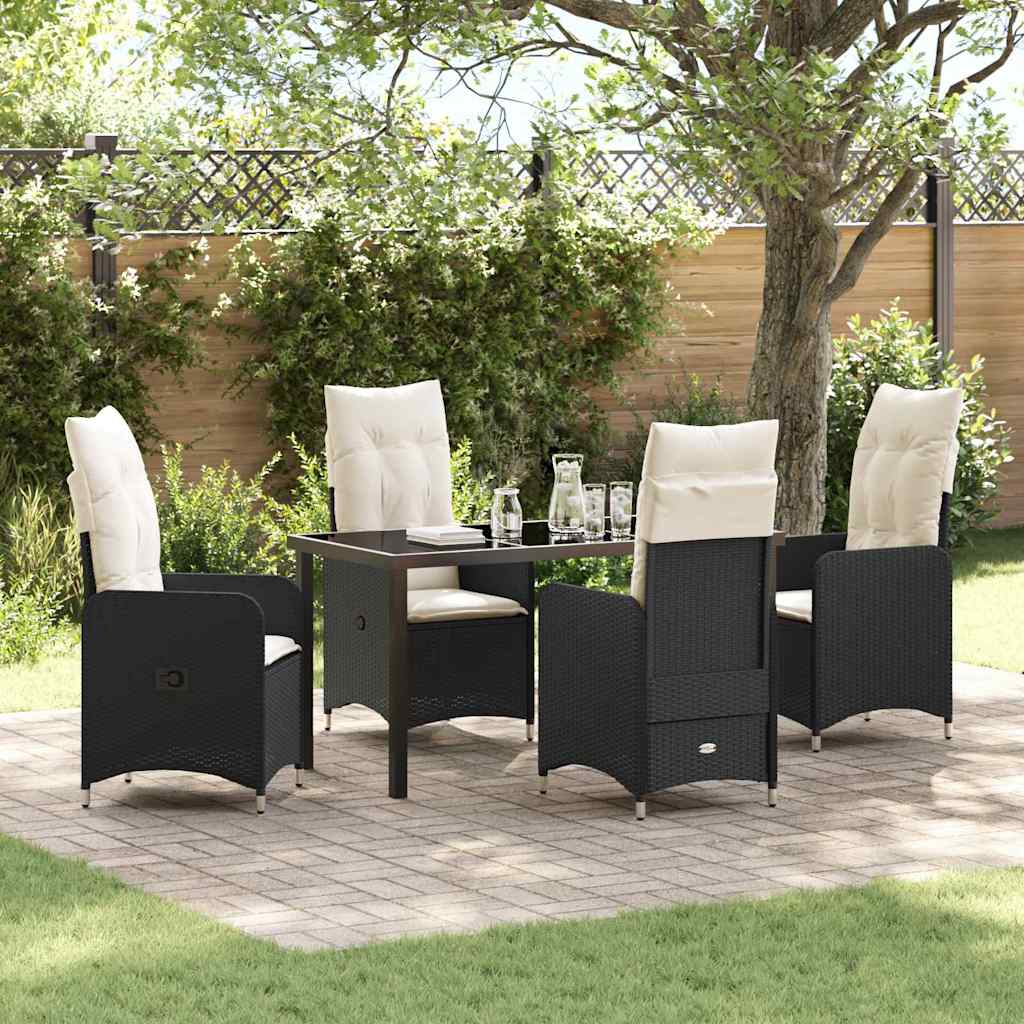 Garten Essgruppe 5 pcs Schwarz Poly-Rattan