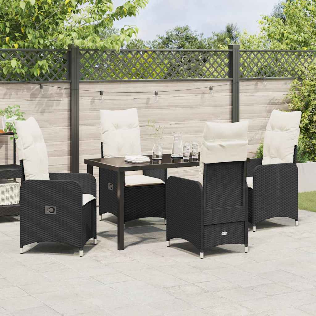 Garten Essgruppe 5 pcs Schwarz Poly-Rattan