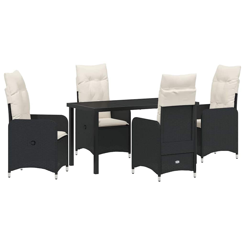 Garten Essgruppe 5 pcs Schwarz Poly-Rattan