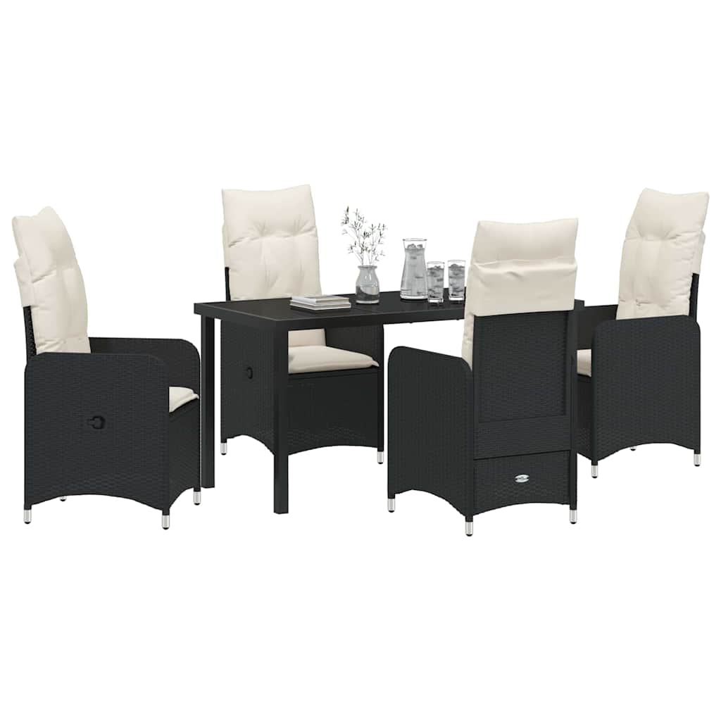 Garten Essgruppe 5 pcs Schwarz Poly-Rattan