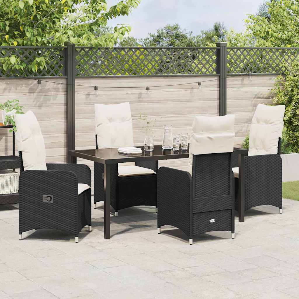 Garten Essgruppe 5 pcs Schwarz Poly-Rattan