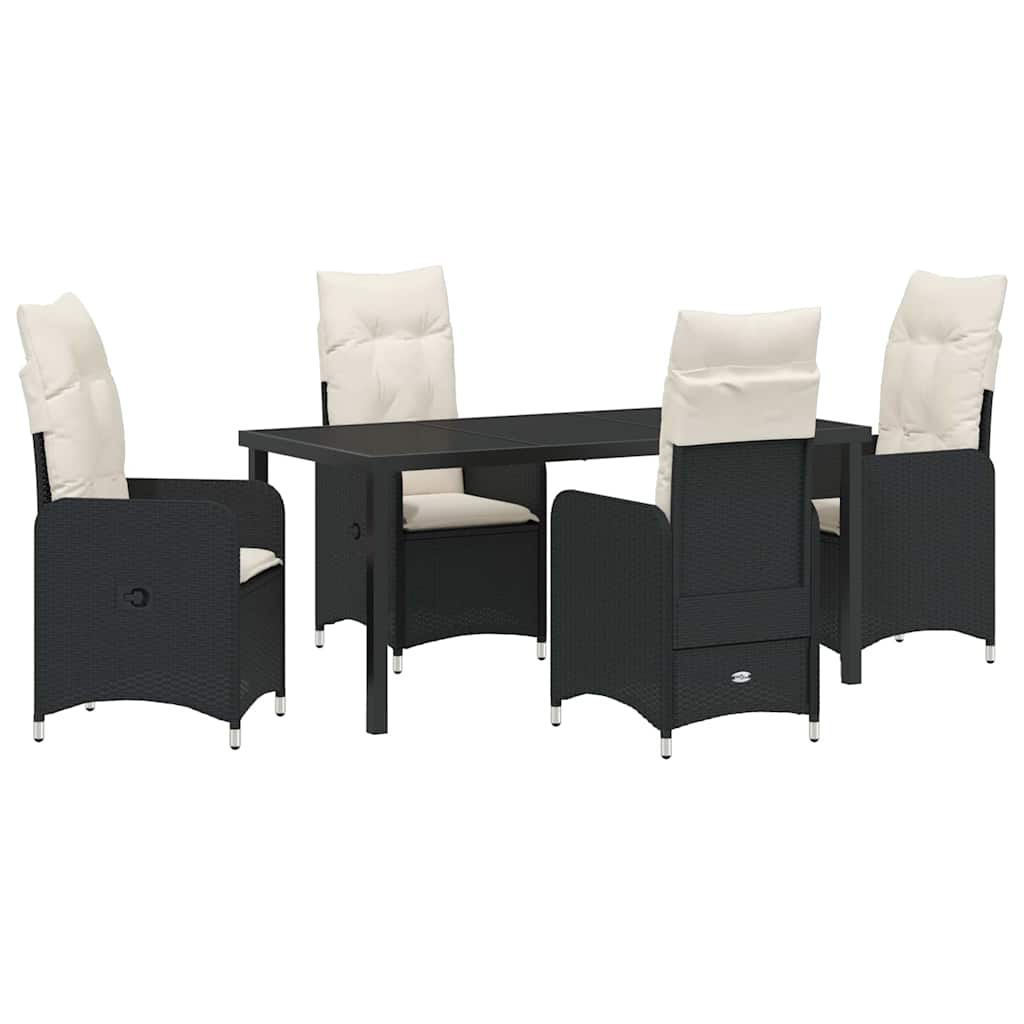 Garten Essgruppe 5 pcs Schwarz Poly-Rattan