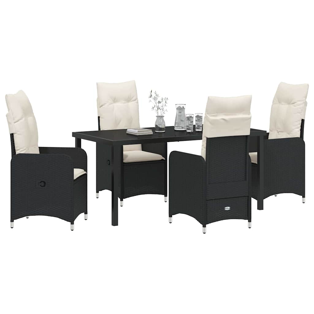 Garten Essgruppe 5 pcs Schwarz Poly-Rattan
