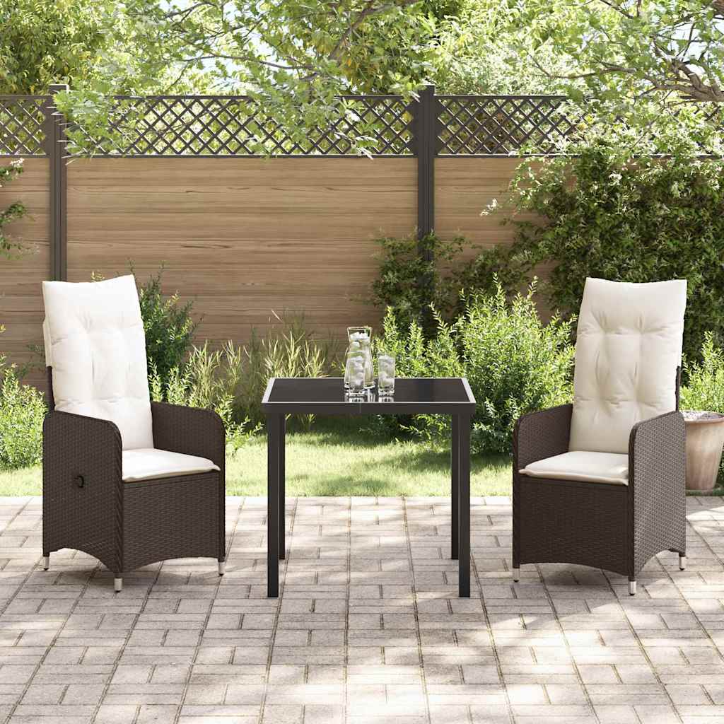 Garten Essgruppe 3 pcs Braun Poly-Rattan