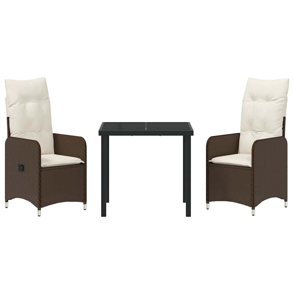 Garten Essgruppe 3 pcs Braun Poly-Rattan