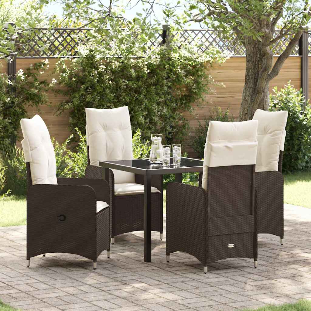 Garten Essgruppe 5 pcs Braun Poly-Rattan