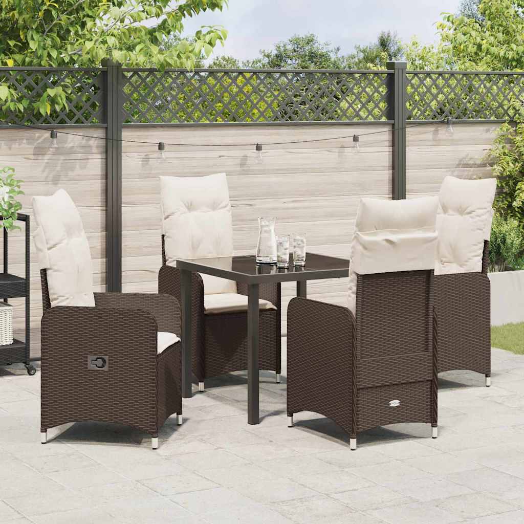 Garten Essgruppe 5 pcs Braun Poly-Rattan
