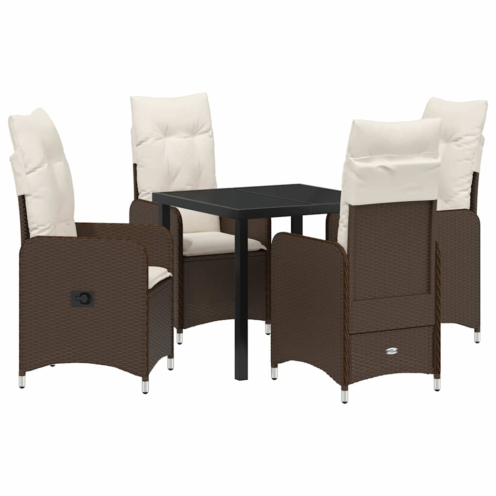 Garten Essgruppe 5 pcs Braun Poly-Rattan