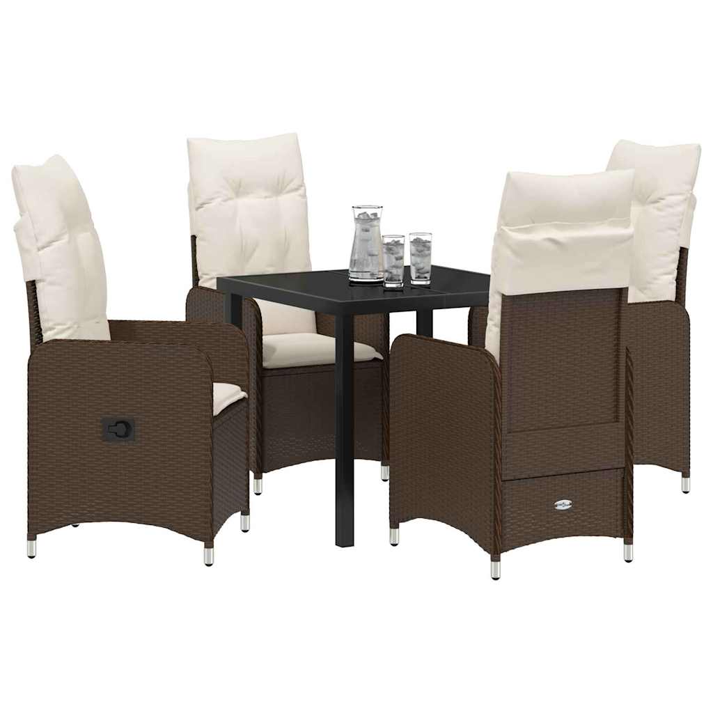 Garten Essgruppe 5 pcs Braun Poly-Rattan