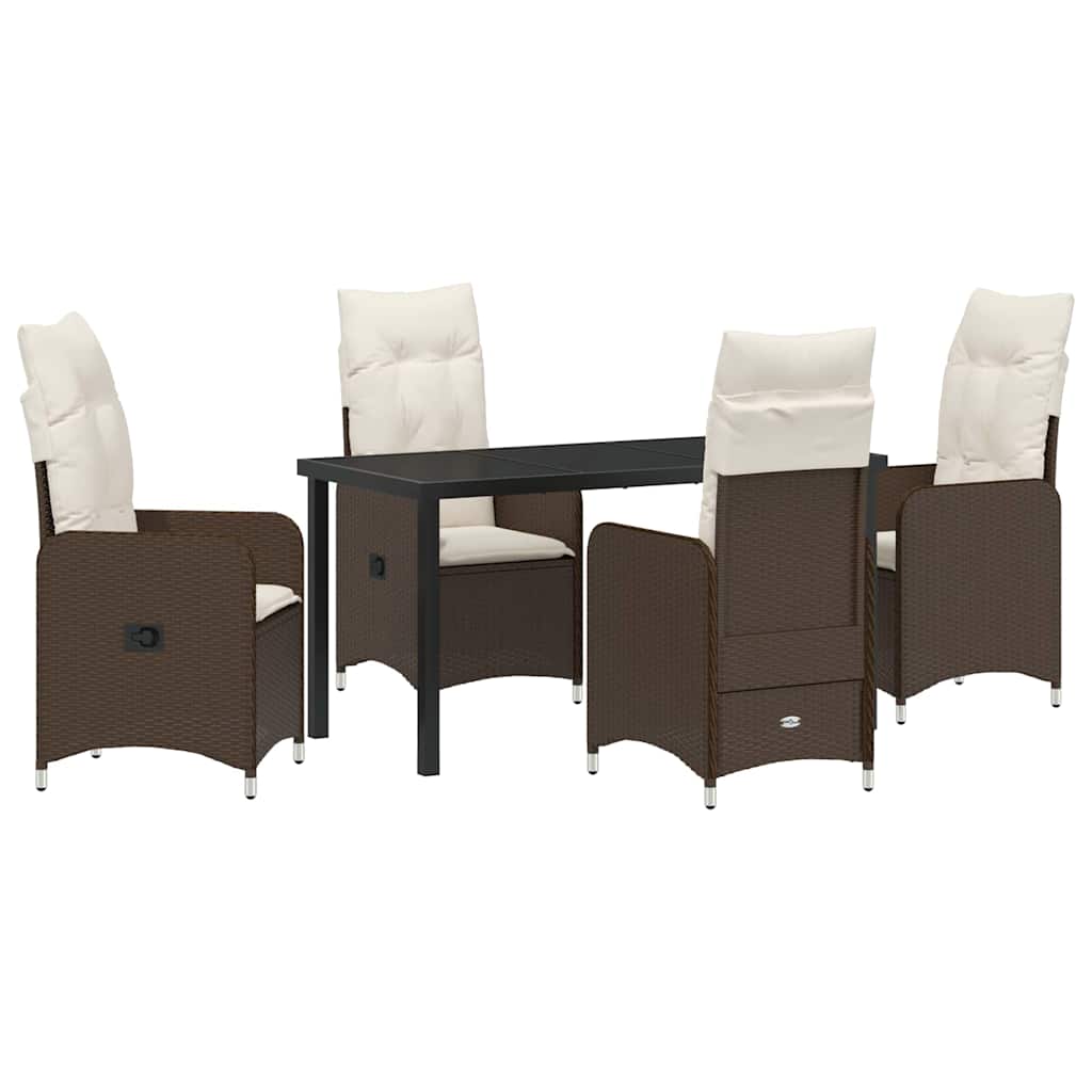 Garten Essgruppe 5 pcs Braun Poly-Rattan