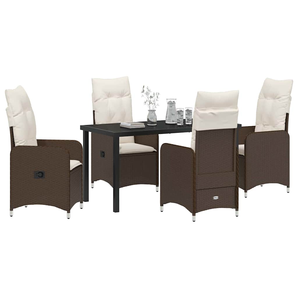 Garten Essgruppe 5 pcs Braun Poly-Rattan