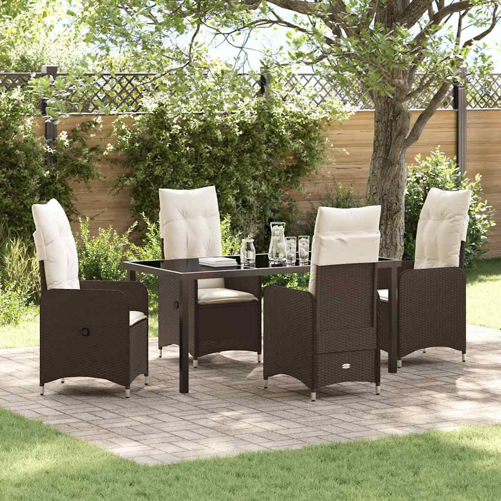 Garten Essgruppe 5 pcs Braun Poly-Rattan