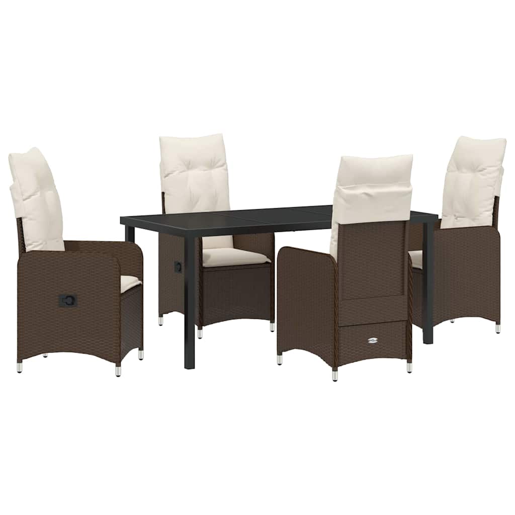 Garten Essgruppe 5 pcs Braun Poly-Rattan