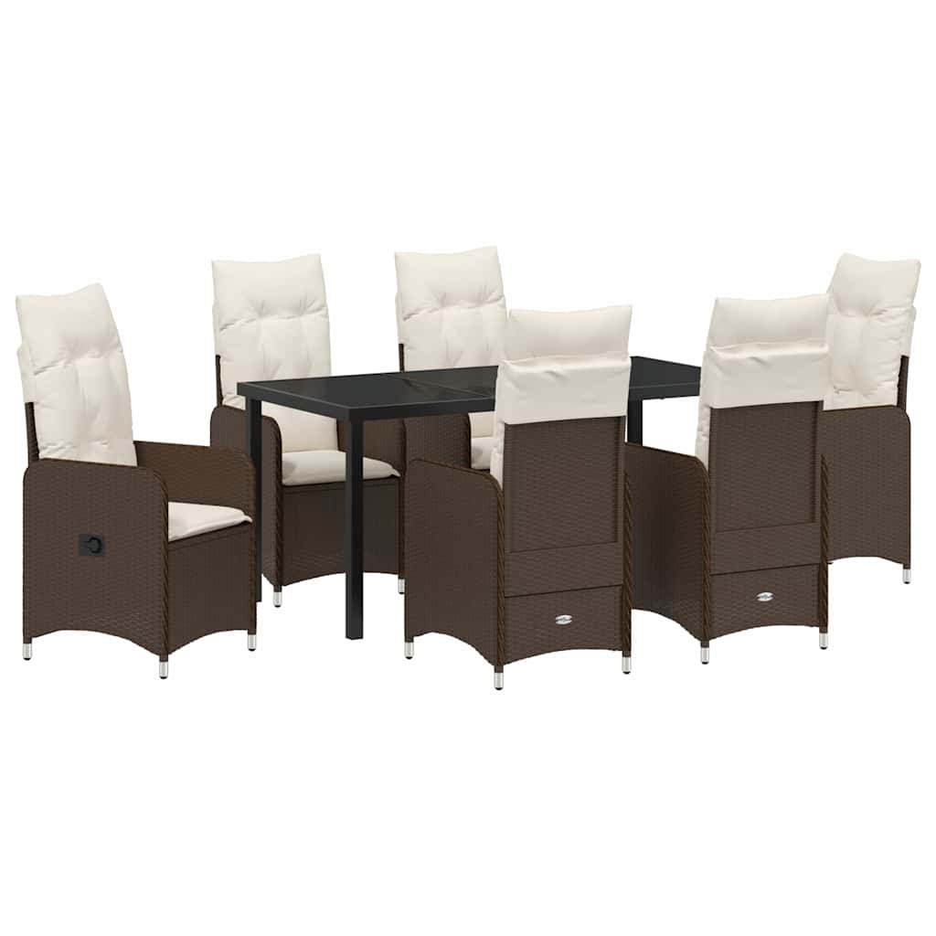 Garten Essgruppe 7 pcs Braun Poly-Rattan