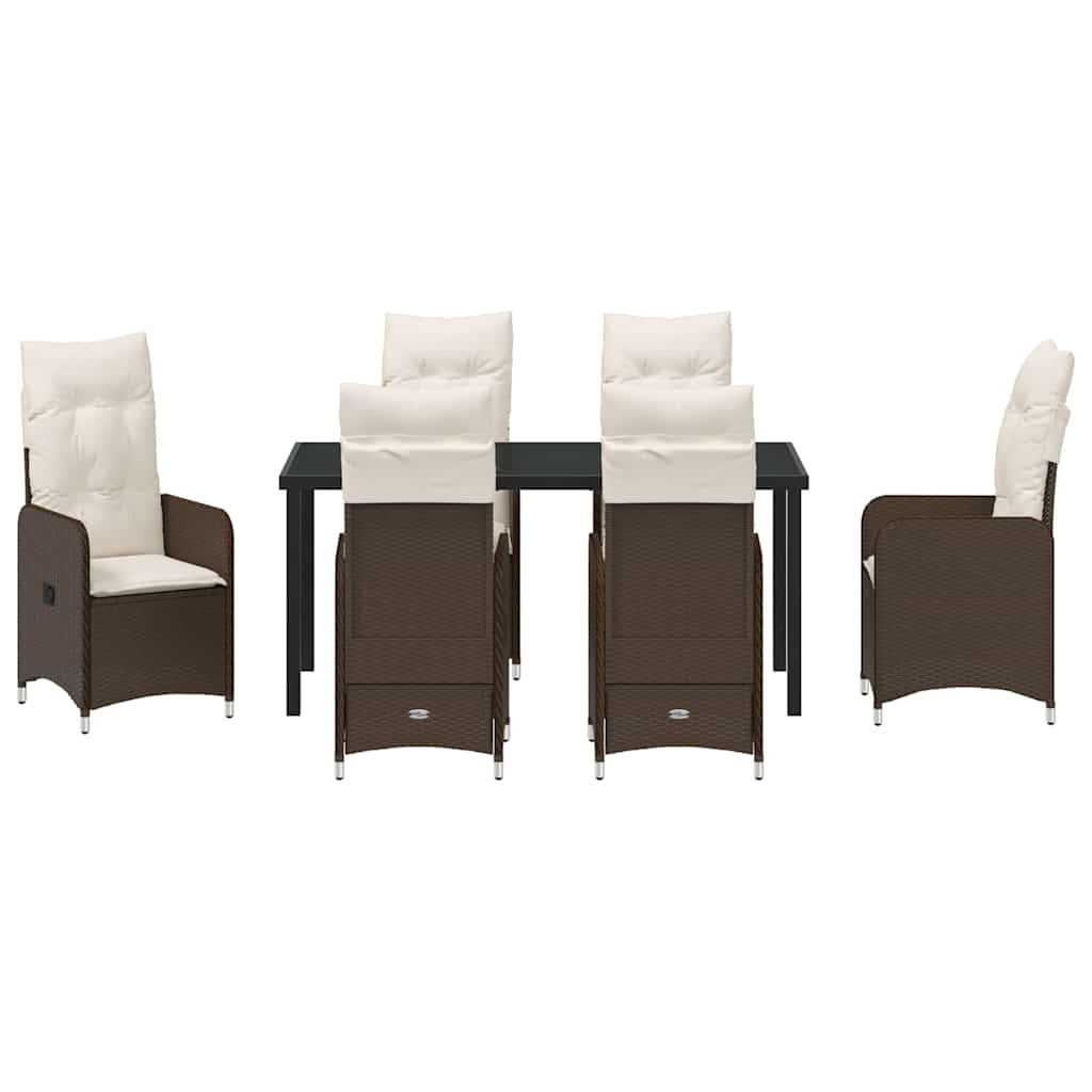 Garten Essgruppe 7 pcs Braun Poly-Rattan