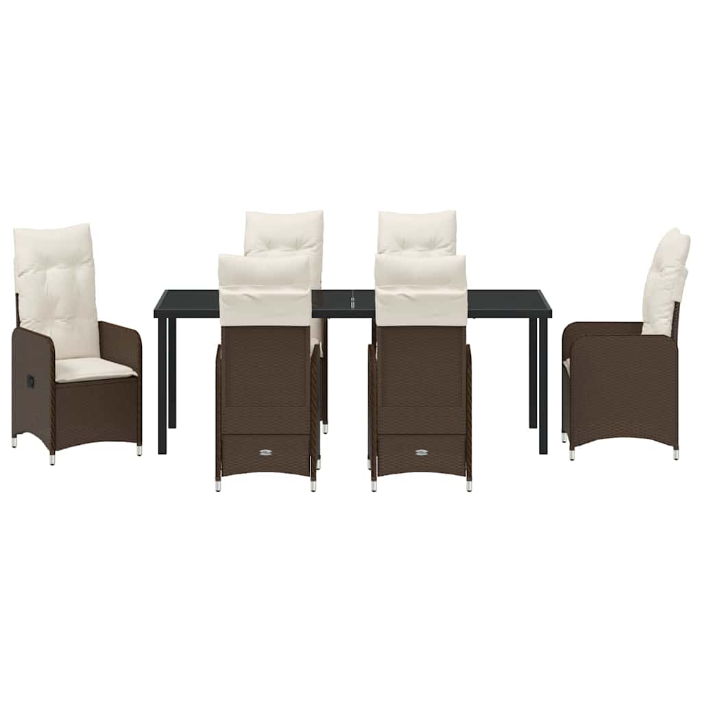 Garten Essgruppe 7 pcs Braun Poly-Rattan