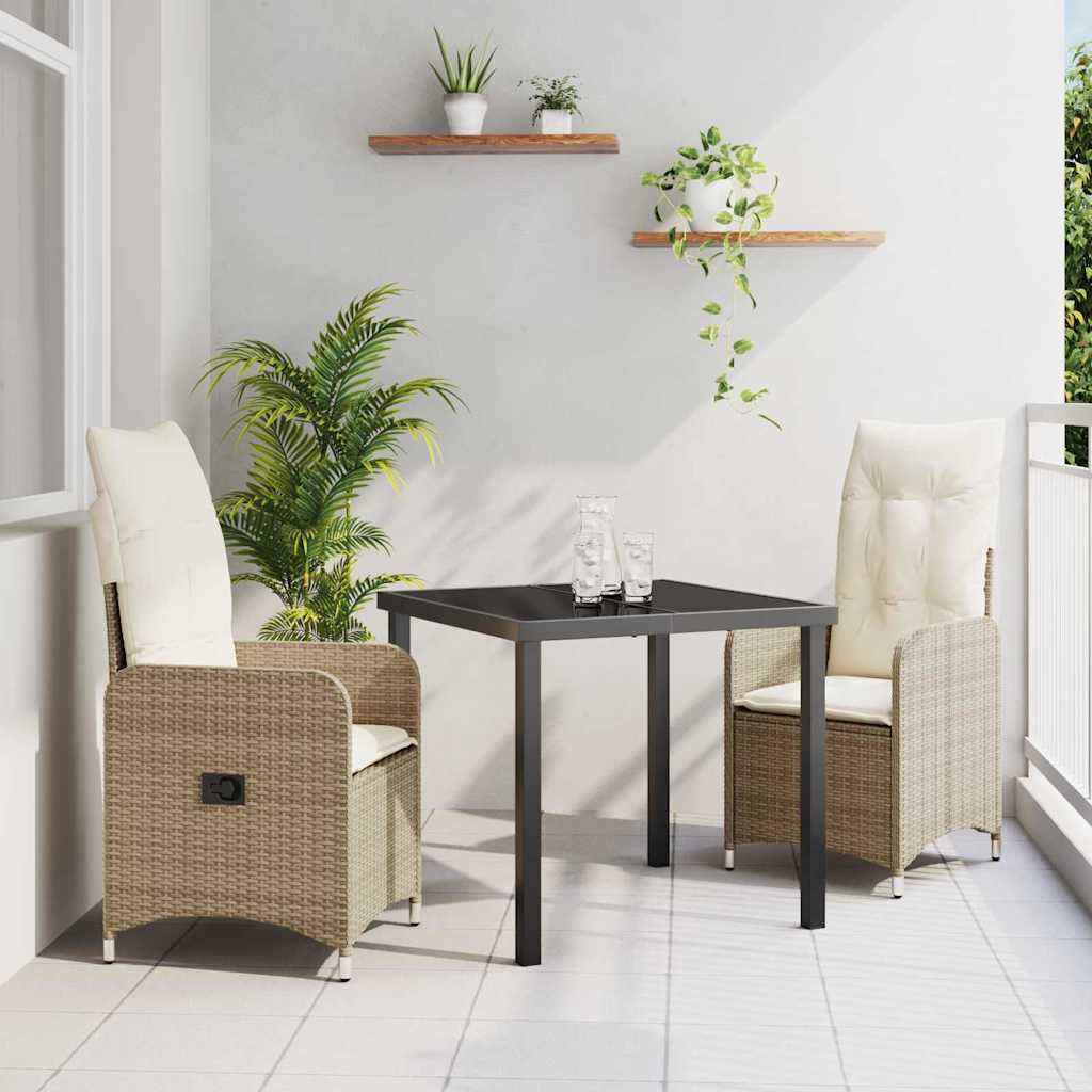 Garten Essgruppe 3 pcs Beige Poly-Rattan