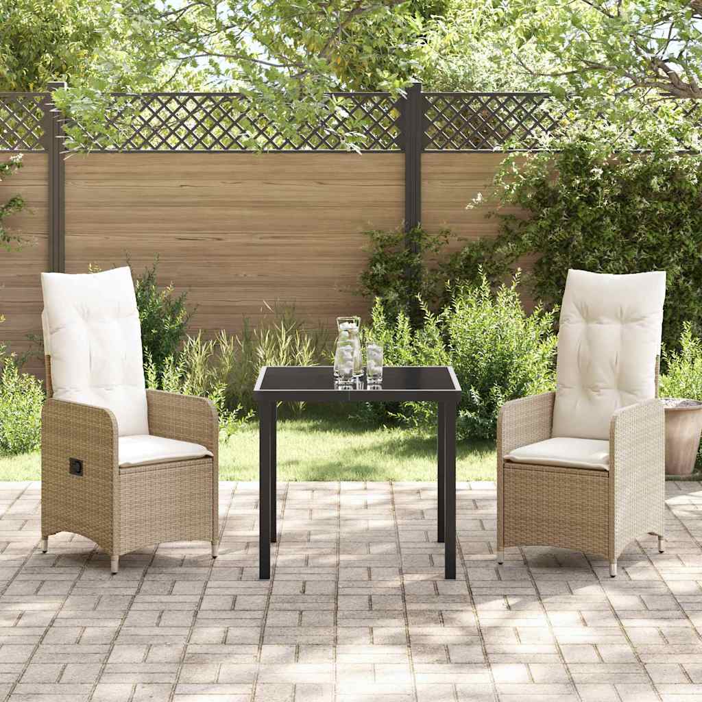 Garten Essgruppe 3 pcs Beige Poly-Rattan