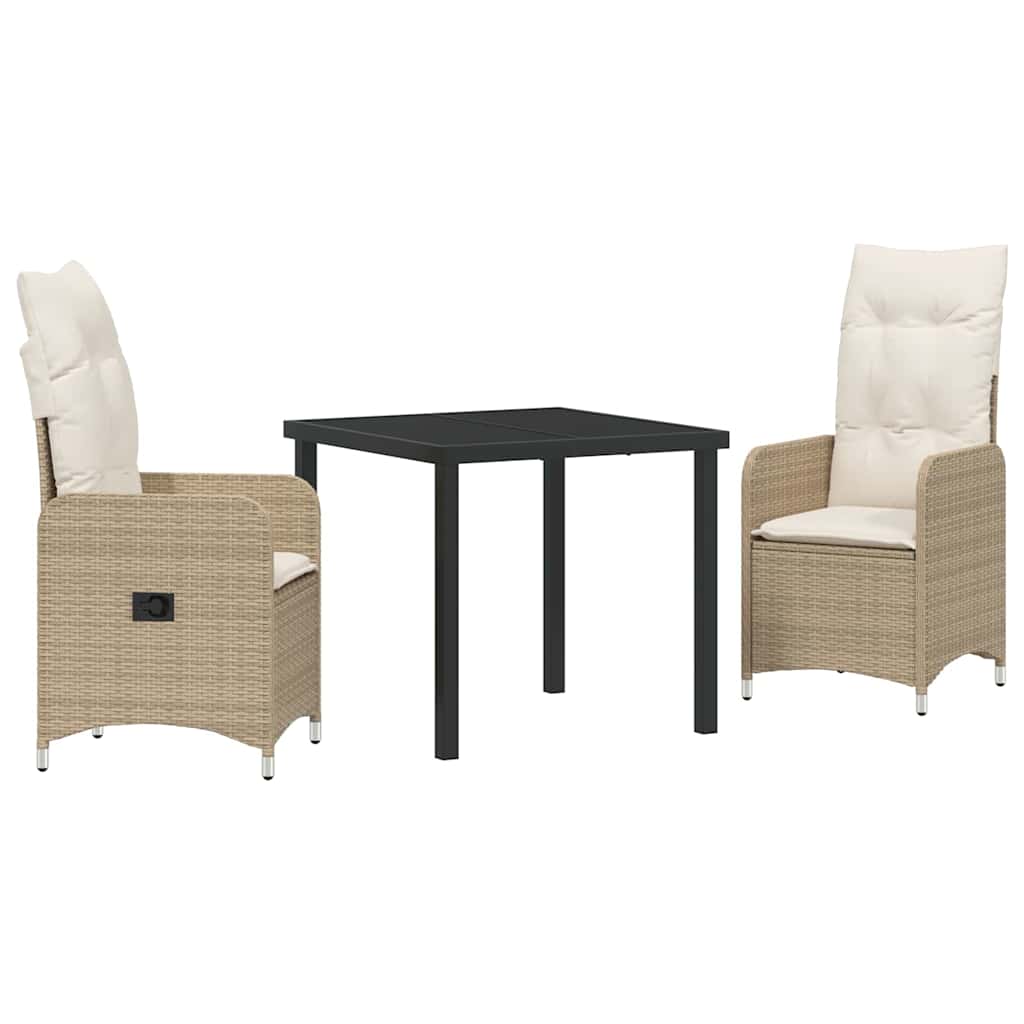 Garten Essgruppe 3 pcs Beige Poly-Rattan