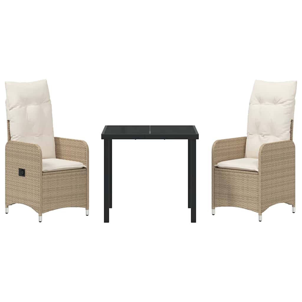 Garten Essgruppe 3 pcs Beige Poly-Rattan