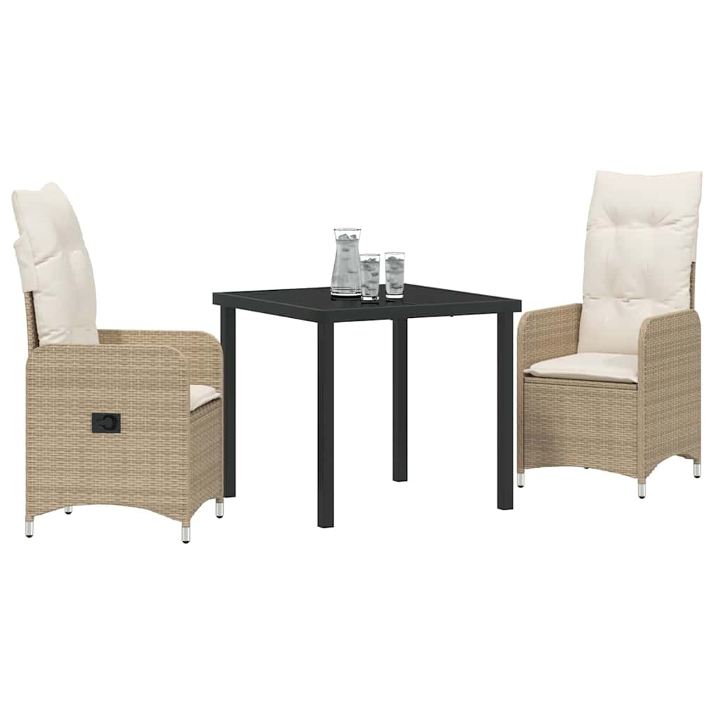 Garten Essgruppe 3 pcs Beige Poly-Rattan