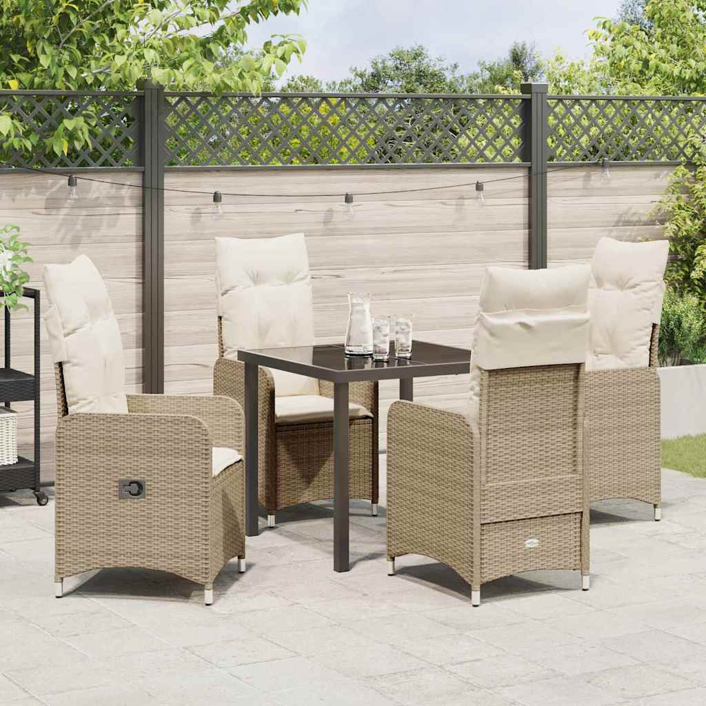Garten Essgruppe 5 pcs Beige Poly-Rattan