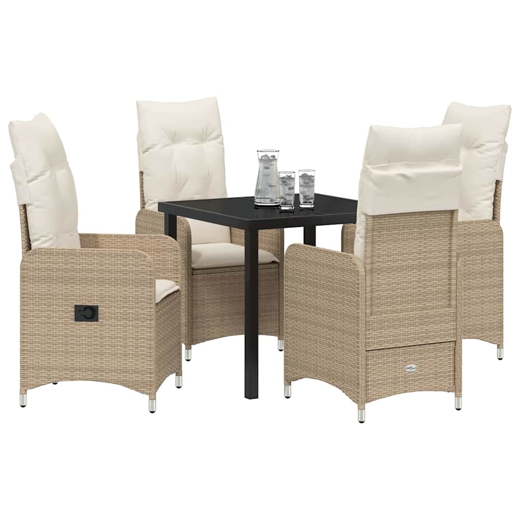 Garten Essgruppe 5 pcs Beige Poly-Rattan