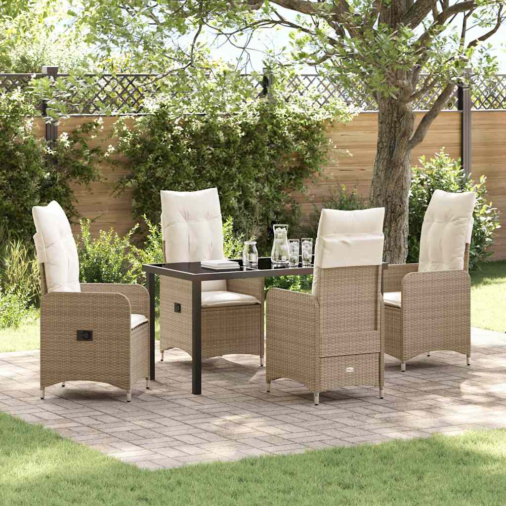 Garten Essgruppe 5 pcs Beige Poly-Rattan