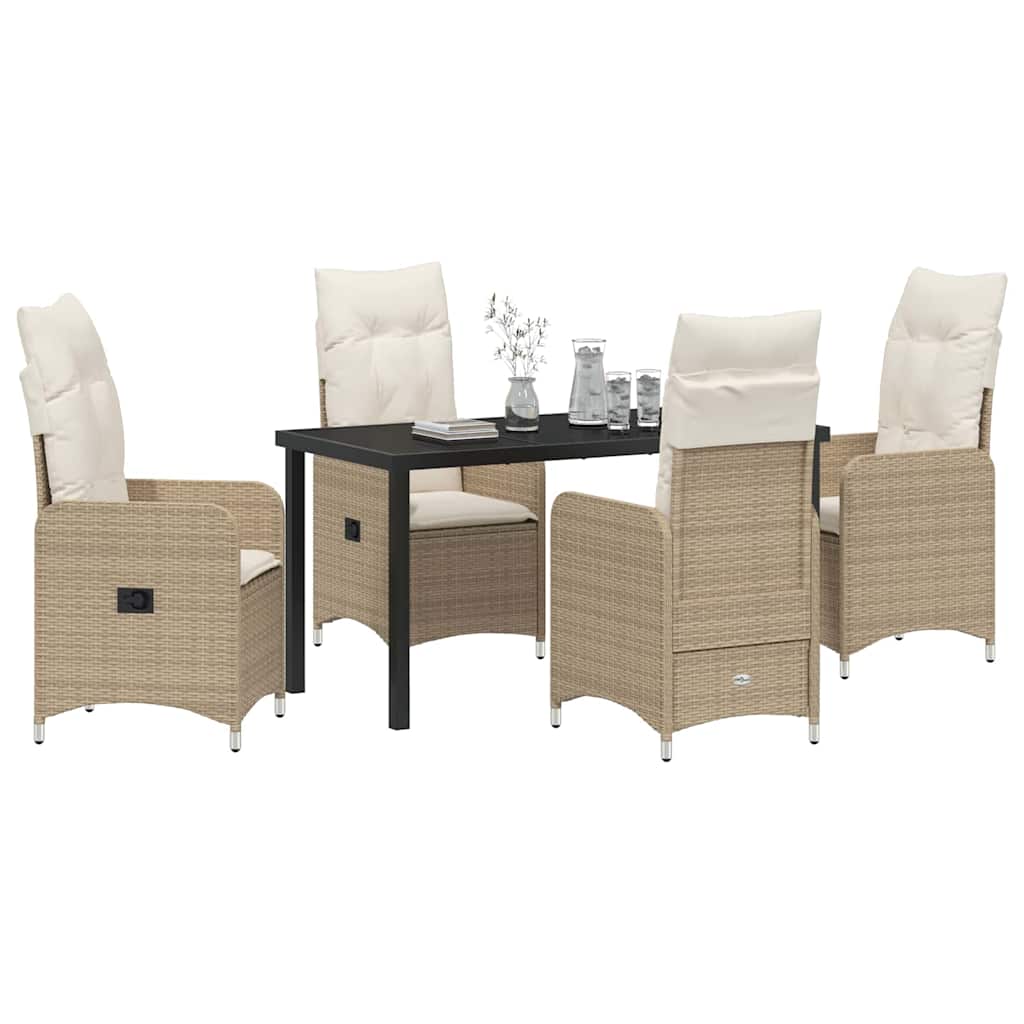 Garten Essgruppe 5 pcs Beige Poly-Rattan