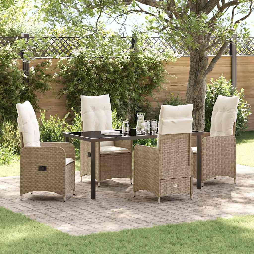 Garten Essgruppe 5 pcs Beige Poly-Rattan