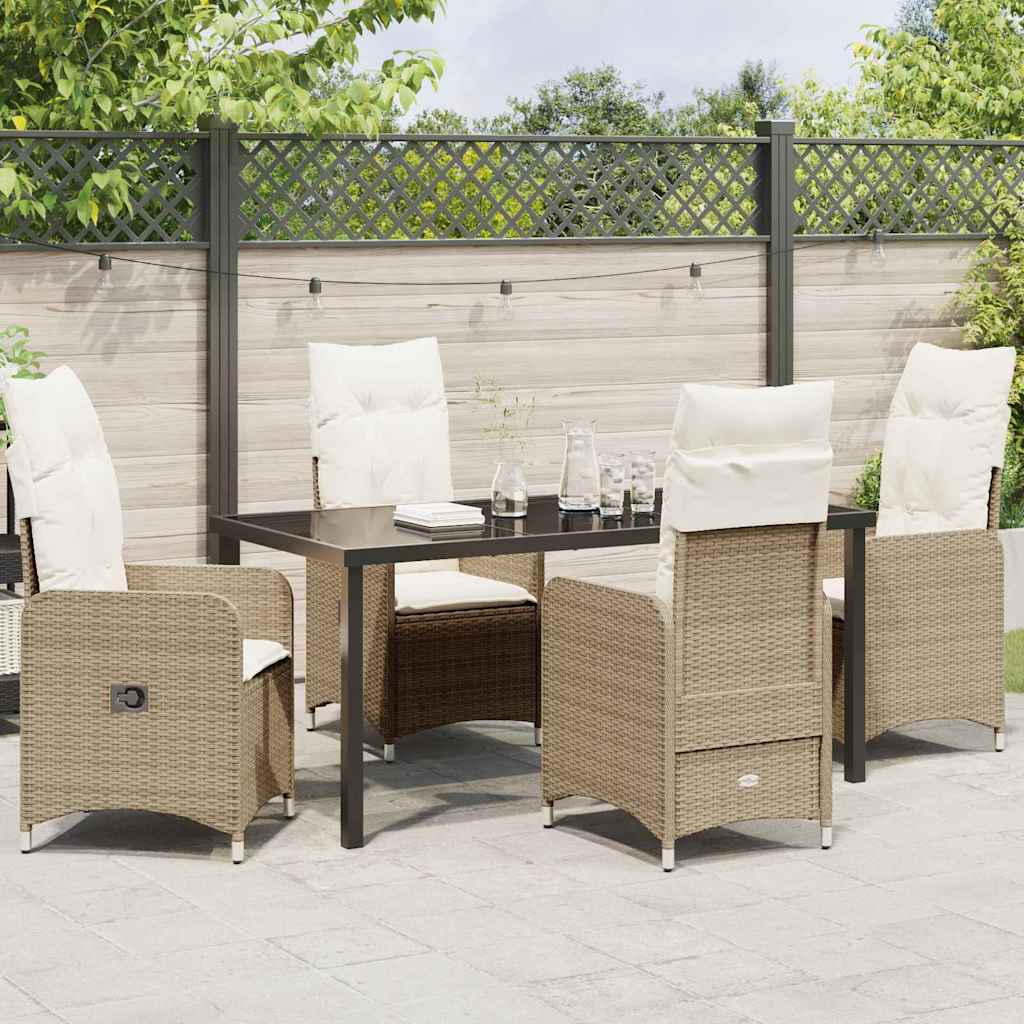 Garten Essgruppe 5 pcs Beige Poly-Rattan