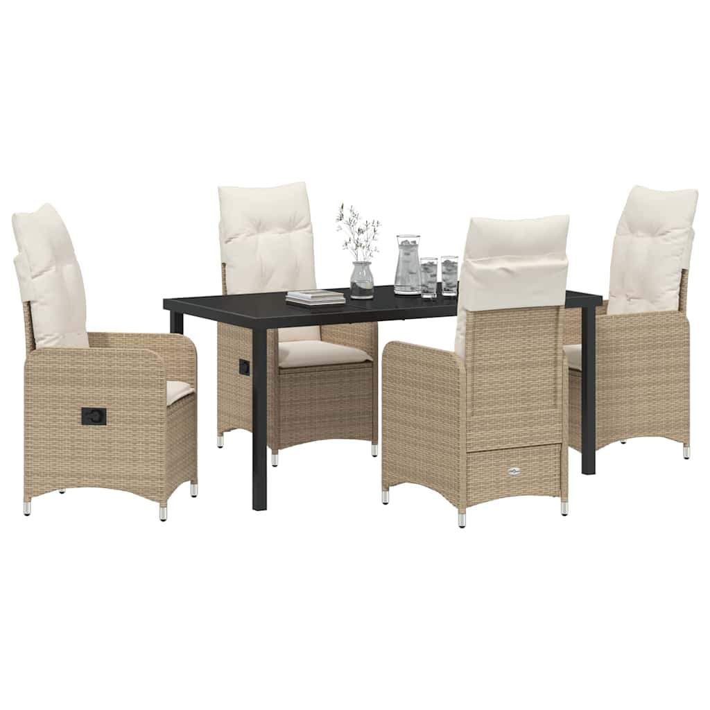 Garten Essgruppe 5 pcs Beige Poly-Rattan