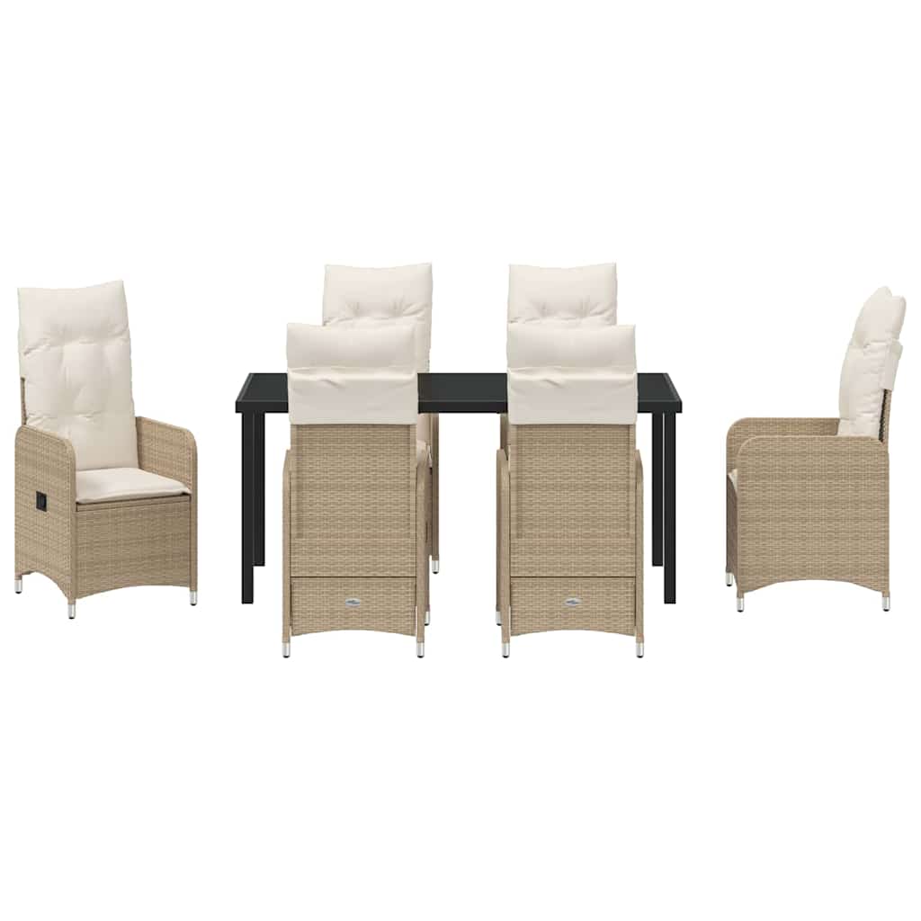 Garten Essgruppe 7 pcs Beige Poly-Rattan