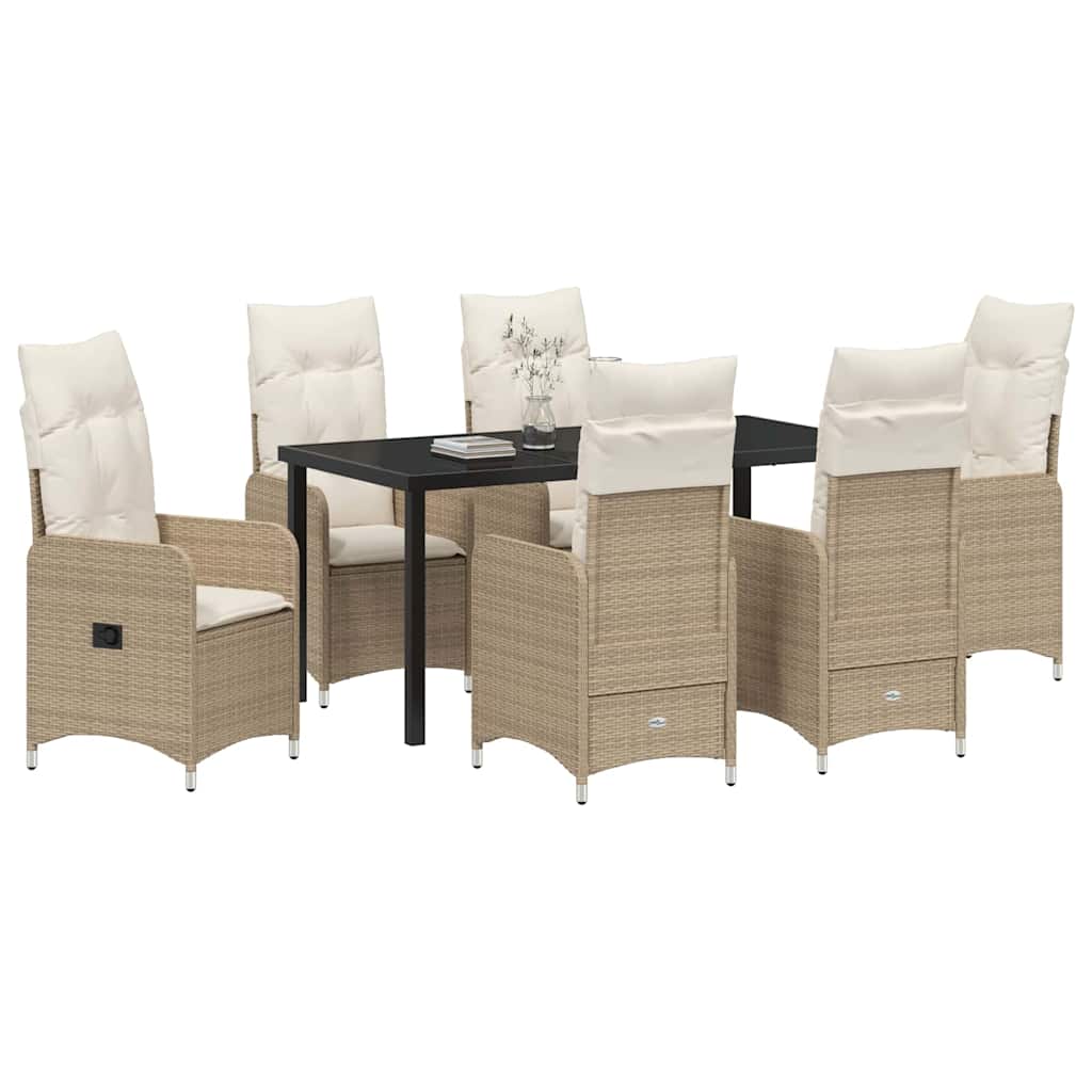 Garten Essgruppe 7 pcs Beige Poly-Rattan