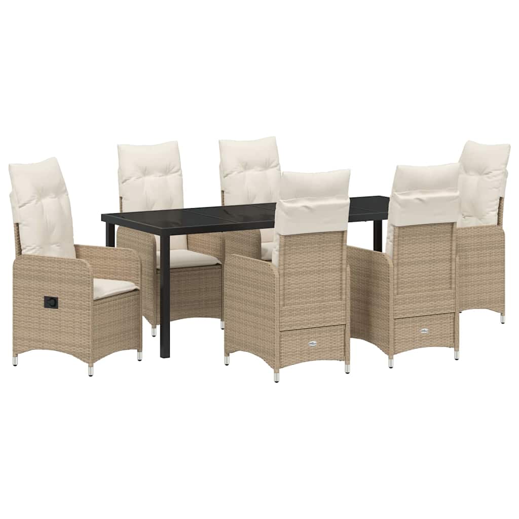 Garten Essgruppe 7 pcs Beige Poly-Rattan