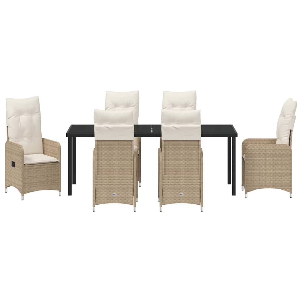 Garten Essgruppe 7 pcs Beige Poly-Rattan